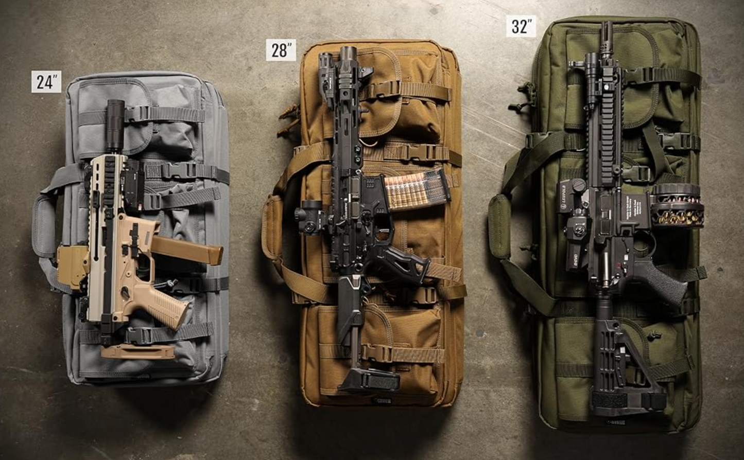 In Stock - Savior Equipment American Classic Shorty Tactical Double Short Soft Gun Case Pistol Bag, Spacious Front Pockets, Padded Shoulder Strap Included, OD Green and Coyote Tan