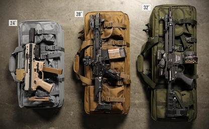 In Stock - Savior Equipment American Classic Shorty Tactical Double Short Soft Gun Case Pistol Bag, Spacious Front Pockets, Padded Shoulder Strap Included, OD Green and Coyote Tan