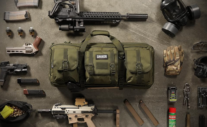 In Stock - Savior Equipment American Classic Shorty Tactical Double Short Soft Gun Case Pistol Bag, Spacious Front Pockets, Padded Shoulder Strap Included, OD Green and Coyote Tan
