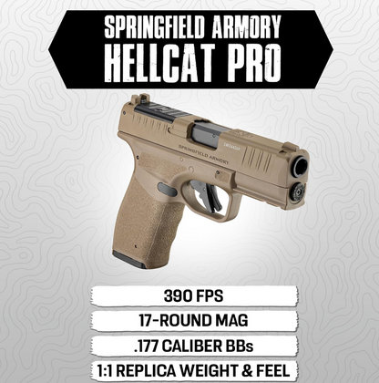 Springfield Armory Hellcat Pro CO2 BB Pistol, Optional Red Dot