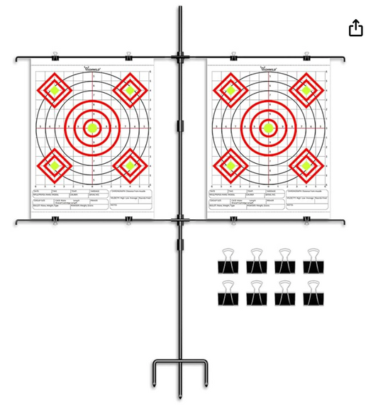 Stick in the Ground Target Stand that Holds 2 Targets - Optional to Include Reactive Splatter Burst Targets (25 Pack)