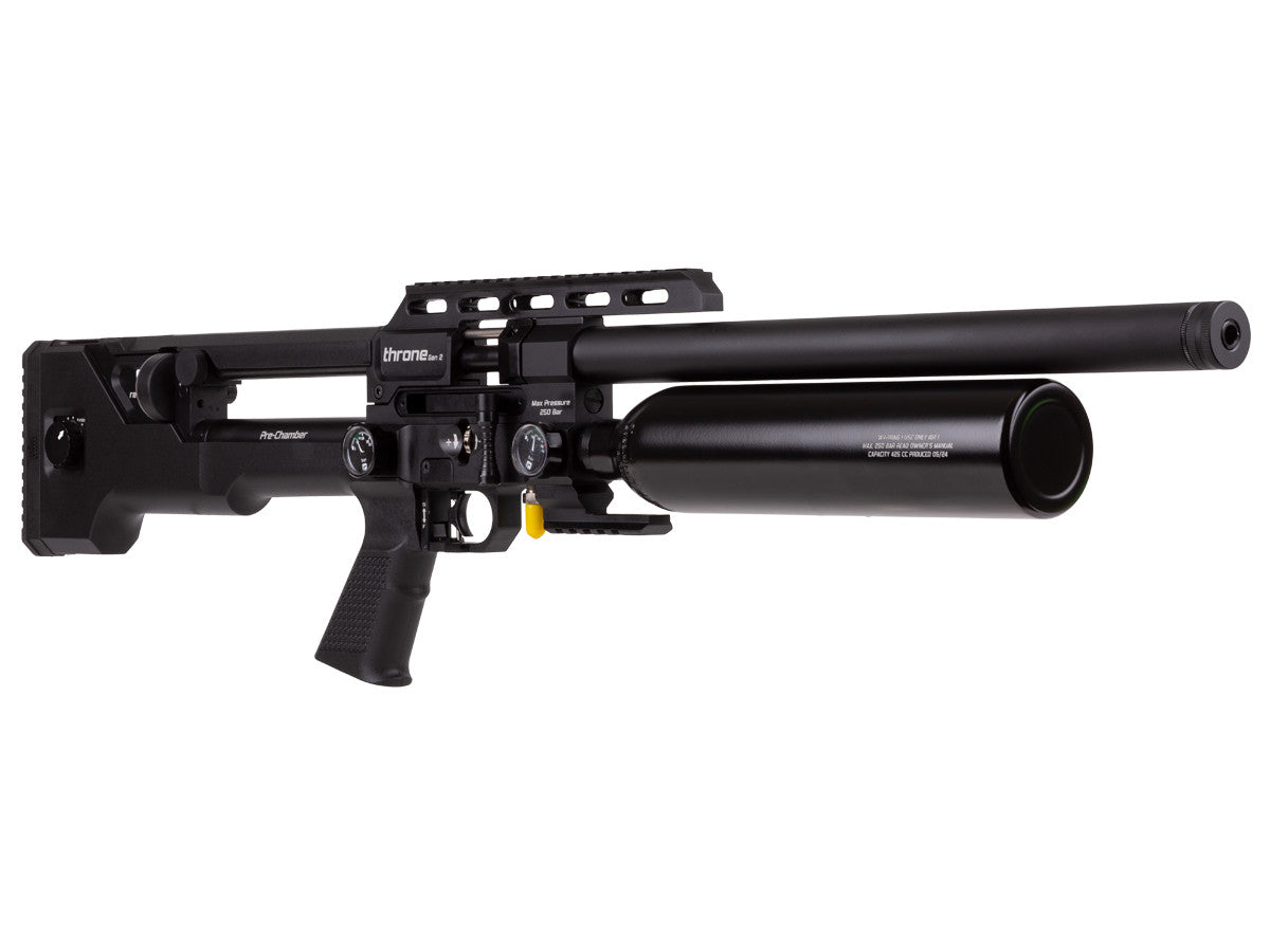 Reximex Throne Gen2 Standard Regulated PCP Air Rifle available in .22 and .25 Calibers and in Black or Camo