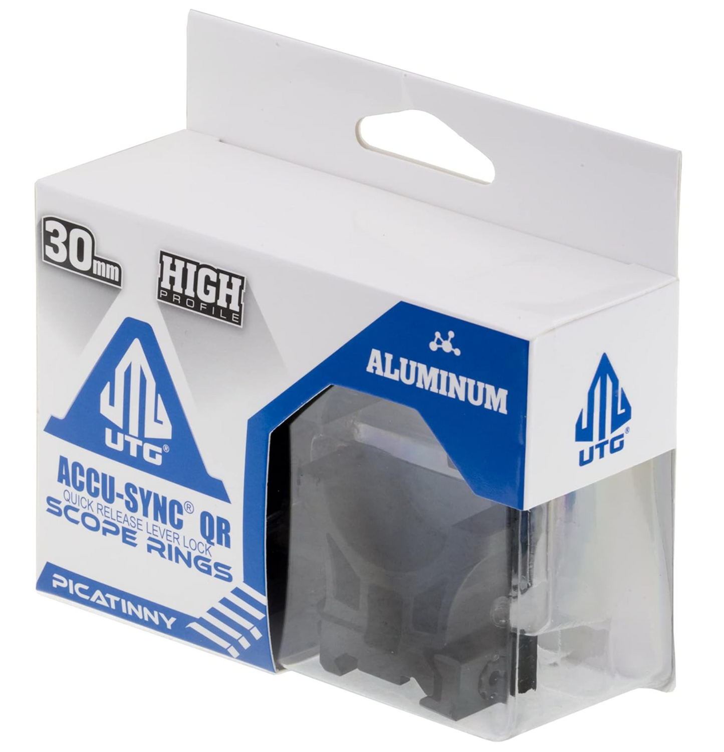 UTG/Leapers ACCU-SYNC QR 30mm High Profile Scope Rings, Picatinny, Black