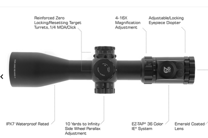 UTG OP3 4-16X44 30mm Compact Scope, AO, IE, Glass UMOA, SFP