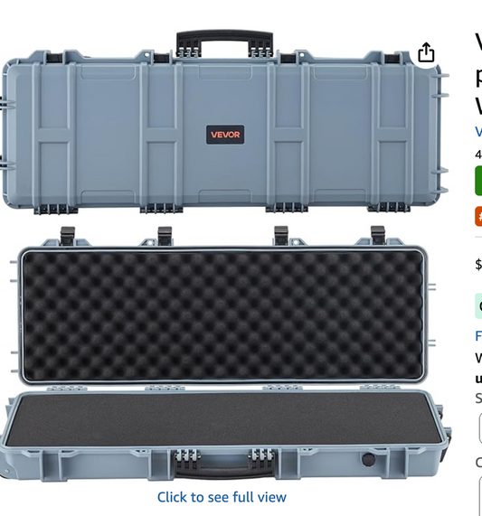 In Stock VEVOR Rifle Case, Rifle Hard Case with 4 Layers Fully-protective Foams, Lockable Hard Gun Case with Wheels, IP67 Waterproof & Crushproof, for Rifles or Shotguns, Available in 36, 40, 42, 50 and 52 lengths and available in Khaki Gray and Black