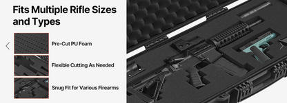 In Stock VEVOR Rifle Case, Rifle Hard Case with 4 Layers Fully-protective Foams, Lockable Hard Gun Case with Wheels, IP67 Waterproof & Crushproof, for Rifles or Shotguns, Available in 36, 40, 42, 50 and 52 lengths and available in Khaki Gray and Black