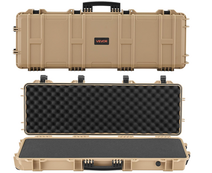 In Stock VEVOR Rifle Case, Rifle Hard Case with 4 Layers Fully-protective Foams, Lockable Hard Gun Case with Wheels, IP67 Waterproof & Crushproof, for Rifles or Shotguns, Available in 36, 40, 42, 50 and 52 lengths and available in Khaki Gray and Black