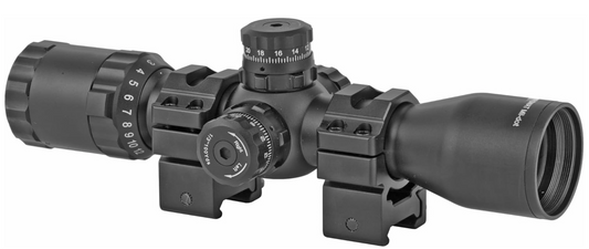 In Stock Leapers UTG 1" BugBuster 3-12X32 Rifle Scope, Side AO, Mil-dot, with QD Scope Rings (SCP-M312AOWQ)