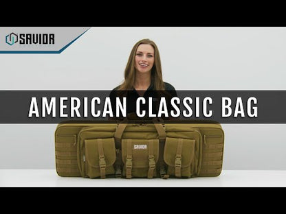 In Stock - Savior Equipment American Classic 51" Tactical Double Soft Gun Case Pistol Bag, Spacious Front Pockets, Padded Shoulder Strap Included, OD Green